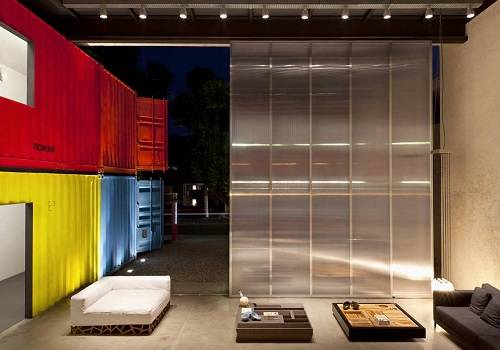modified container building with furnitures